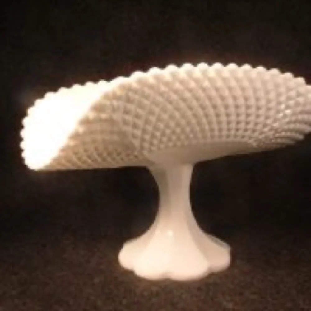 Vintage Milkglass Banana Boat Diamond Pattern